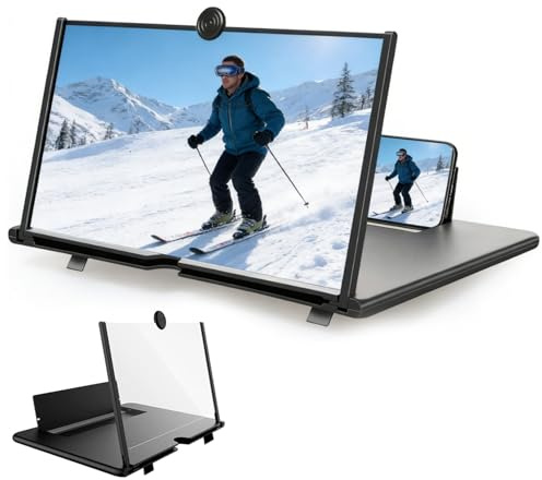 Lupa de pantalla de 16 pulgadas para teléfono móvil, 3D HD, ampliación de pantalla, lupa de pantalla plegable para smartphones, para ver vídeos de películas en todos los smartphones