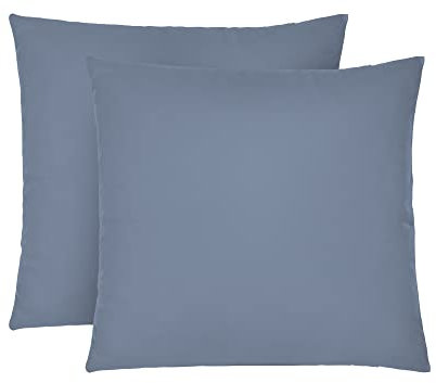 biberna 0077144 Kopfkissenbezug Feinjersey, gekämmte Baumwolle, superweich 2x 80x80 cm, blau