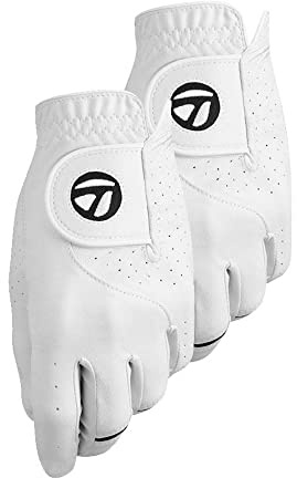 TaylorMade Golf Stratus TECH Glove 2-Pack (White, Left Hand, Medium), White(Medium, Worn ON Left Hand)