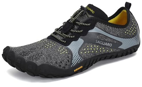 SAGUARO Unisex barfotaskor, mjuka lätta halkfria träningsskor, löparskor, andas, bärbara, utomhus och inomhus, - svart - 46 EU