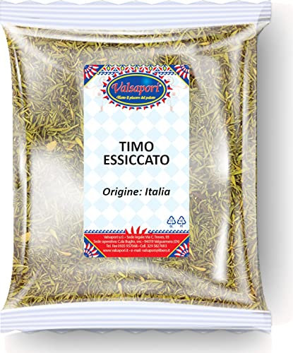 Timo Frantumato Essiccato al Sole - Busta da 100 gr | Gluten Free Vegan | Timo Selvatico Secco per Tisane e Infuso | Spezia Cruda 100% Naturale Coltivazione Selezionata Qualità Premium (Timo Secco)