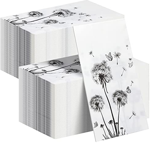 Pajean 200 Sheets Dandelion Disposable Hand Towels for Bathroom Guest Paper Bath Napkins Disposable Dandelion Bathroom Napkins for Dinner Party Kitchen Wedding Party Supplies (4.3 x 7.9 Inch)