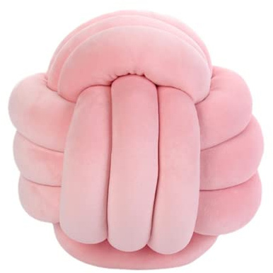 DongAi Round Throw Pillow Cushion Home Decoration Plush Pillow，Round Knot Ball Cushion Pillows，Suitable for Christmas Decoration Plush Pillow Photography Props (Pink)