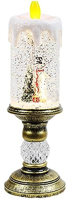 BEIJIALY Christmas Snow Globe Ljus, Batteridrivna Tända, Flamlösa Ljus Ljus Snow Globe Virvlande Vatten Glittrande Snurrande Ljus för Julbordsdekoration(Typ 3)