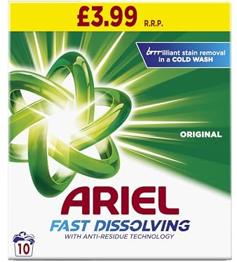 ARIEL Original Washing Powder, Fast Dissolving and Tough Stain Remover, 650g (10 Washes)