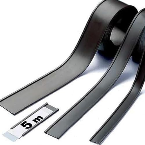 Magnet C-Profil Magnetische Etikettenhalter für Labels Etiketten 5m, mit Schutzfolie - Ideal zur mobilen Kennzeichnung und Beschriftung, C-Profil:Breite 20mm - Länge 5m