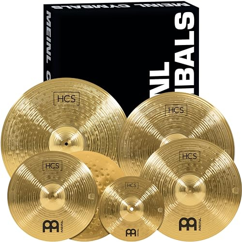 Meinl Cymbals Beckenset HCS Expanded — mit 14 Zoll Hihat, Splash, Crashes und Ride Schlagzeug Becken — Messing, Traditionelles Finish (HCS-CS2)