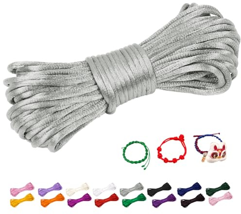 CAMAL 2,5mm Filo per Braccialetti, Fili Nylon per Braccialetti 10m Filo Nylon Cordoncino per Collane Fai Da Te, Cordino per Braccialetti, Gioiello, Perline, Artigianato (Grigio argento)