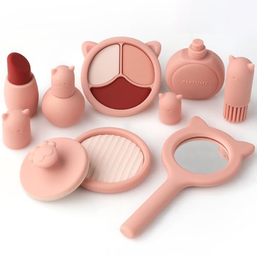 HOTUT Mädchen Spielzeug für Rollenspiele,8 Stück Kinder Make Up Set,Silikon Waschbar Rollenspiele Zubehör,Rollenspiel Spielzeug Geschenk