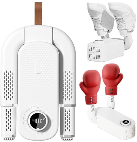 Schuhtrockner Boxhandschuhtrockner – Elektrischer Schuhtrockner mit UV-Sterilisation, 360° Wärmezirkulation, 90-Minuten-Timer, Faltbar und Platzsparend für Zuhause und Reisen-Weiss