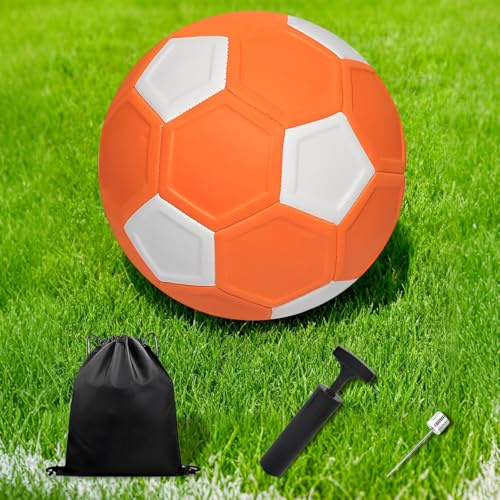 Byfoyif Pallone da Calcio Curvo 20cm, Palloni da Calcio Numero 4, Curve Ball Football in EVA, Palloni da Allenamento per Attività all'aperto, Arancia e Biano