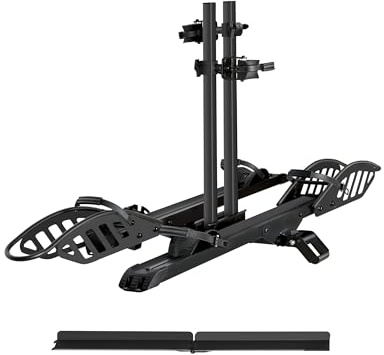 POLESTAR Electric E-Bike Rack with Ramp, Hitch 2 Bike Rack, 200 lbs Capacity Electric Bike Carrier, Foldable Platform Mount for Cars, Trucks, SUVs, Minivans, Up to 5-Inch Fat Tire for 2'' Receiver