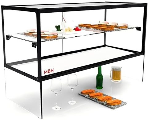 MBH - Quadratische neutrale Vitrine Zeppelin, 55 cm, für die Gastronomie. Erhöhte neutrale Thekenvitrine für Bars und Restaurants. Ohne LED.