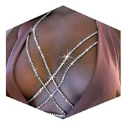 Silver Plated Sexy Body Chains for Women, Layered Rhinestone Crossover Bikini Bra Body Jewelry, Summer Beach Crystal Belly Waist Chain(Cross1)