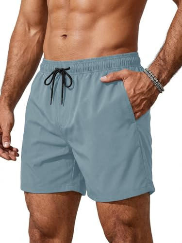 Runcati Badbyxor, herr, snabbtorkande, badshorts, män, enfärgade, strand, simbyxor, elastiska sport, träningsshorts med nätfoder och blixtlåsficka