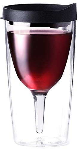 Vino2Go The Original & Best Double Wall Insulated Portable Wine Cup (Black)