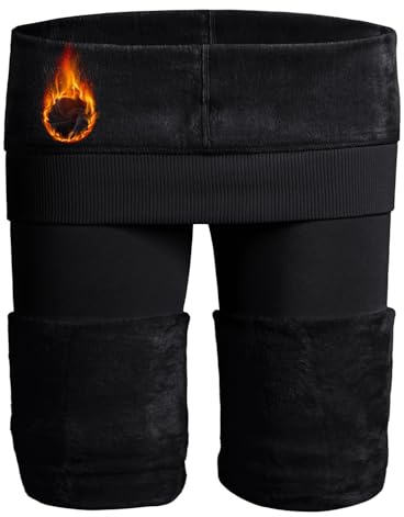 NORMOV Winter Warm Fleece Lined Leggings Women,Thick Thermal Velvet Tights (Black-M/L)