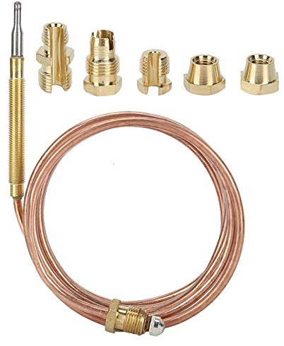 Universal Gas Stove Thermocouple Kit, 23.6in Thermocouple with Nuts for Fireplace & Heater Adaptors