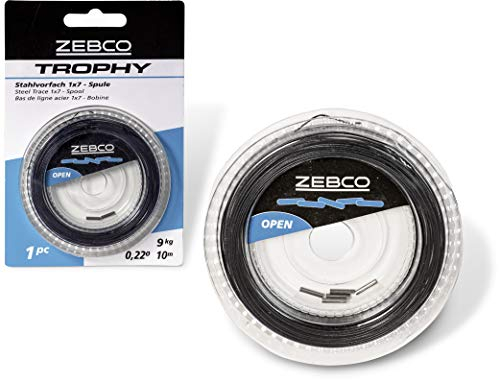 Zebco Qualitäts Trophy Stahlvorfach 1x7 Spule sicheres Vorfach Material Spinnfischen Angel Zubehör Hecht Angeln, Diverse, 9 kg