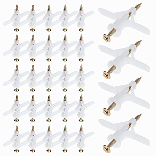 Gueenky 100 Piezas Tacos para Placas de Yeso, Anclaje de Placas de Yeso con Tornillos Tacos para Placas de Yeso-Tacos y Tornillos Tacos y Tornillos para Pared para el Eablero de Yeso y la Pared Hueca