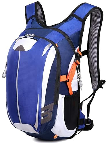 nanologi Fahrradrucksack 18L, Wanderrucksack Nylon Reiserucksack, Sportrucksack, Rucksack mit Helmschutz für Damen Herren bei Radfahren, Radreise - Blau