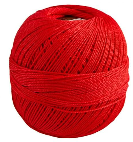 Elisa Häkelgarn Filethäkelgarn Stärke 5, 50 g/200 m LL, 100% Baumwolle gekämmt, mercerisiert, gasiert, NS 1,75-2,0mm, (8510 rot)