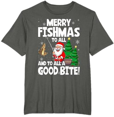 Merry Fishmas Funny Fish Fishing Fisherman Christmas Xmas T-Shirt