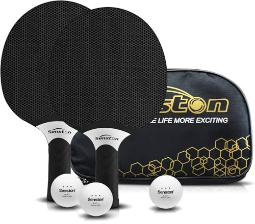 Senston Set di racchette da ping pong professionale per 2-4 giocatori, racchette da ping pong in gomma composita, giochi interni o esterni.