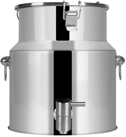 Bidon à lait en acier inoxydable avec couvercle hermétique et robinet – Seau à vin 5 L – Bidon à huile – Classe énergétique A