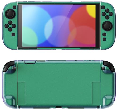 PlayVital Funda Dockable para Nintendo Switch 2, Carcasa Protectora con Soporte Extra y Tapas de Joystick, Accesorios para Switch 2 - Color Sólido Serie (Violeta a Verde)