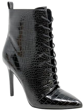 Stivaletti con Tacco a Spillo e Lacci da Donna Stivaletti Corti con Tacco a Spillo Sexy e Cerniera Laterale Scarpe Classiche e Comode da Sera con Tacco,46 EU