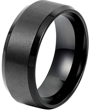OIDEA Bague en acier inoxydable pour homme avec gravure personnalisée, 8 mm, style rétro poli noir, Acier inoxydable, Aucune pierre précieuse