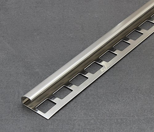 Fliesenschiene, Fliesenprofil, Rundkantenprofil, Edelstahl (V2A) gebürstet, Länge 2,50 m 8 mm Höhe 1 Stück