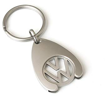 Volkswagen 000087055VAHW Keyring, Shopping Trolley Token, Keyring Pendant, Coin Chip, Silver