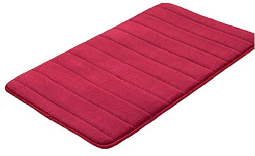 VSUSN Memory Foam Badteppich Anti Rutsch Badematte Absorbent Badvorleger Badezimmerteppich Badematten Duschmatten (Weinrot, 40 x 60 cm)