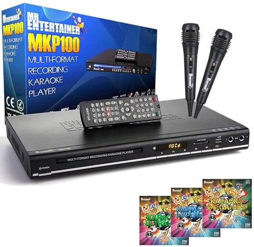 Mr Entertainer MKP100 CDG DVD MP3G Karaoke Machine Player. HDMI/Record/Rip/USB (Wired Microphones + 600 Songs)