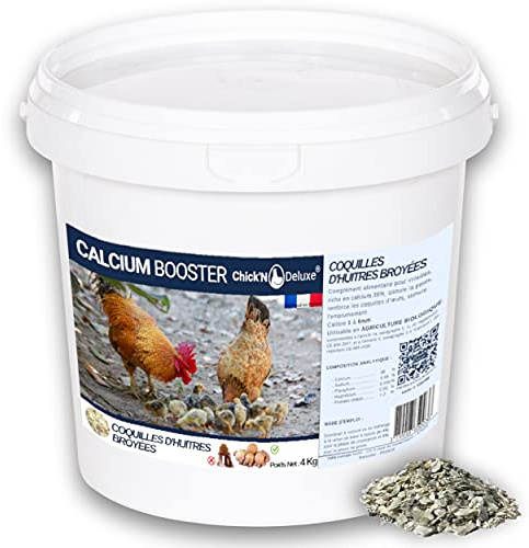 Chick'N Deluxe® CALCIUM BOOSTER 4Kg. Integratore alimentare per galline, polli e pollame. Prodotto minerale naturale ricco di calcio, stimola la deposizione delle uova, rafforza il guscio delle uova.