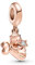 PANDORA Engel mit Herzflügeln Charm-Anhänger in 14 Karat rosévergoldeter Metalllegierung mit Zirkonia, 789650C01