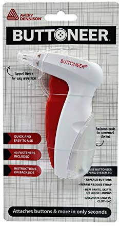 Buttoneer Button Fastening System - NEW and Improved! - Attaches Buttons & More in Seconds - No Sewing Necessary & Works on Most Fabrics