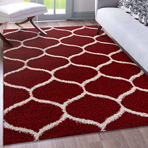 Impression Teppich Weicher Flächenteppich, Luxus Muster Teppich, Hochwertiger Schlafzimmerteppich, Wohnzimmerteppich, Küche - Rot, Größe:80x150 cm