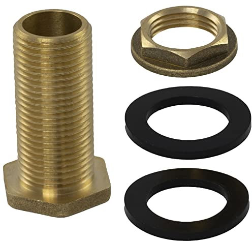 AERZETIX - C60614 - Raccord connecteur de réservoir d'eau - Filetage 1/2'' Externe - avec Joints en Caoutchouc - pour cuve Baril tonneau de Pluie citerne Irrigation arrosage - en Laiton