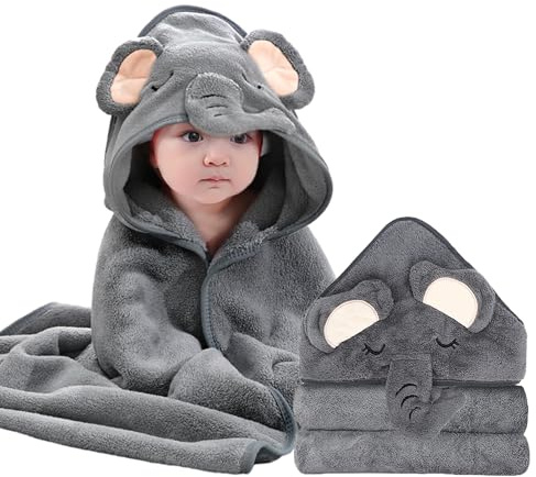 ROXANEPIG 1Pz Accappatoio Neonato, 80x80cm Asciugamani Con Cappuccio Per Bambini, Accappatoio Neonato con Cappuccio Extra Morbido e Super Assorbente per Neonati e Bambini 0-3 Anni (1PACK)