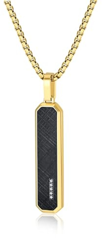 GAVU Collar de acero Inoxidable Chapado en Oro para Hombre con Colgante de Chapa Militar 60cm