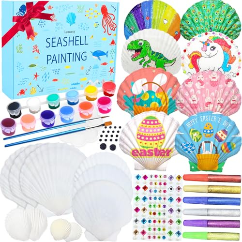Lanwexy Sea Shell Painting Kit for Kids DIY Painting Present for Girls Boys Art and Craft Kits for Age 4 5 6 7 8 9 10 11 12 13 Year Old Birthday Day Father Day Gifts Halloween