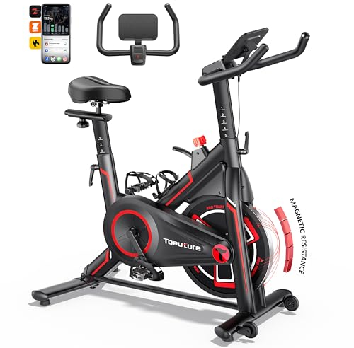 2025 Heimtrainer Fahrrad mit Schlau APP, Leiser Spinning Bike Indoor mit 0-100% Magnetischem Widerstand, 15 KG Schwungrad, LCD, Fitnessbikes Bis 150 KG, mit Tablet-Halter
