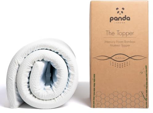 Panda® Gel Infused Memory Foam Bamboo Mattress Topper - UK Small Double | 5cm Thick | Medium Firm | Orthopaedic Neck, Spine, Hip Support | Adjustable Straps | Temperature Control | Long Lasting