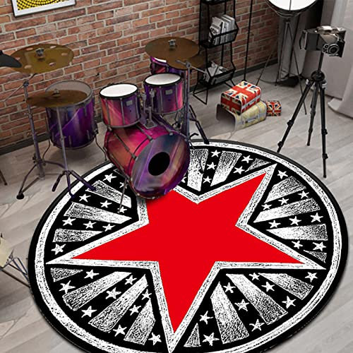 Guoyoocc Trommelteppich Schlagzeugteppich 3D-gedruckte runde Trommelmatte,schalldichte Matte,rutschfeste Teppiche für Bassdrum-Snare und andere Kernsatzkomponenten,80-200 cm