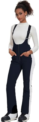 ALSOGO Pantaloni da sci da donna, isolati, impermeabili, antivento, invernali, per snowboard, per mantenere caldi e comodi, Blu tibetano, S