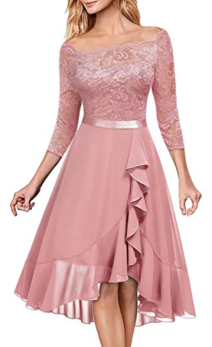 HAOLEI Vestito Matrimonio Donna Elegante in Pizzo Abito Cerimonia Formale Lunghi Scollo a V Mezze Maniche Cocktail con Corsetto Taglie Forti Curvy