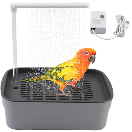 MUYG Automatic Parakeet Bath,Parrot Shower Fountain with USB Power Plug Indoor Bird Bath Circulating Water Electric Pet Bird Shower Pump for Cockatiel Lovebird Conure Budgie